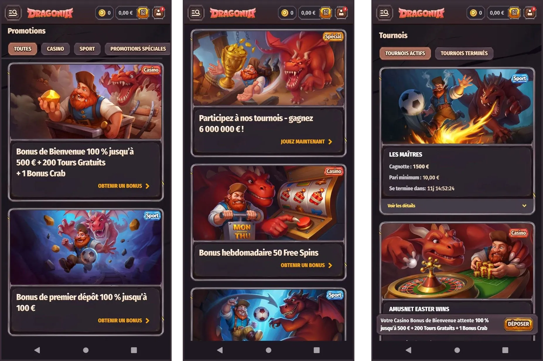 Aperçu des bonus et promotions Dragonia Casino– paris malins & gros gains