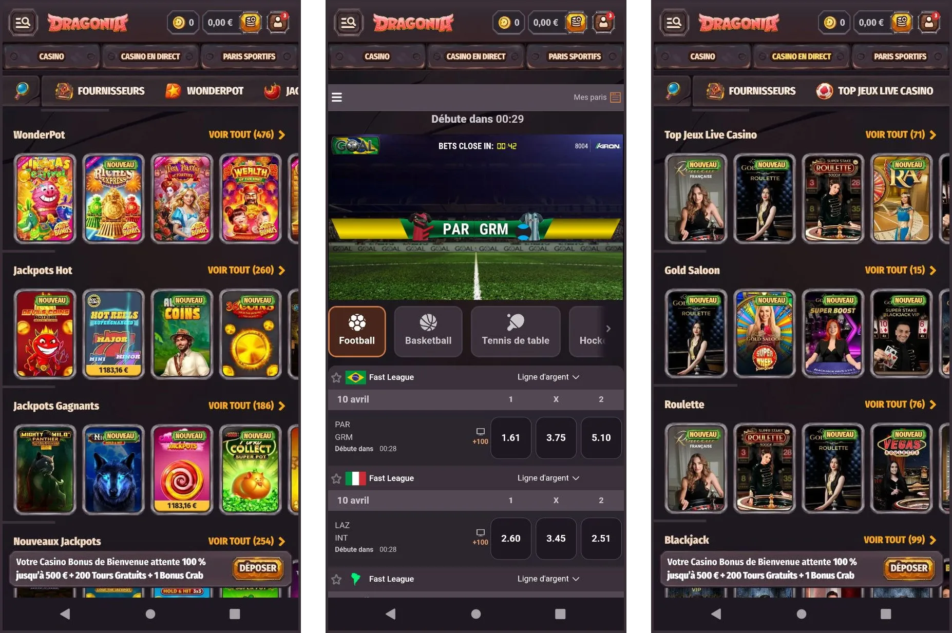 bibliotheque complete de jeux en ligne sur Dragonia Casino